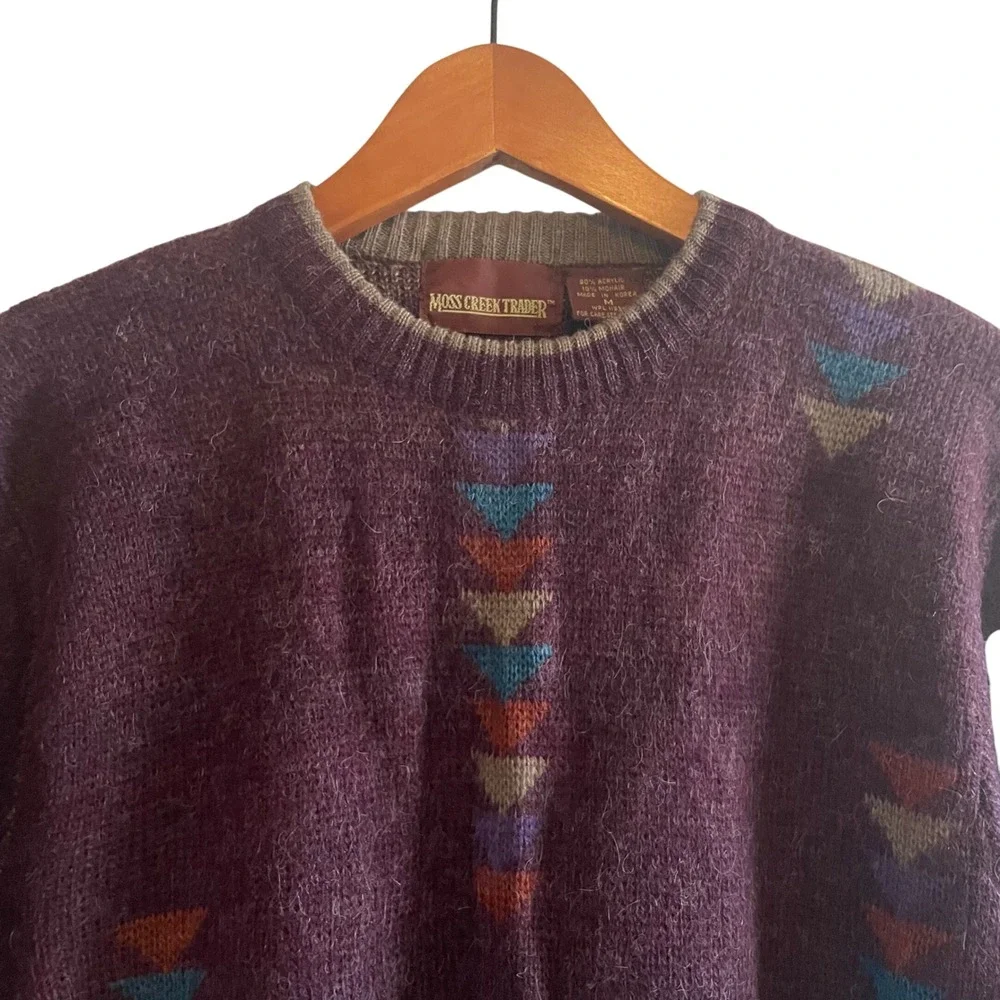 Moss Creek Trader Geometric Southwestern Pullover Sweater Men’s M Acrylic Mohair